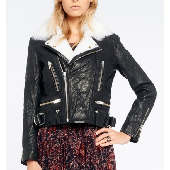 IRO Jackets & Blazers - Iro Noemie Black Shearling Biker Jacket